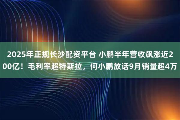 2025年正规长沙配资平台 小鹏半年营收飙涨近200亿！毛利率超特斯拉，何小鹏放话9月销量超4万